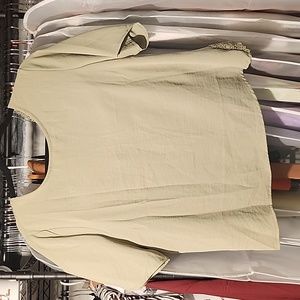 Green open back blouse